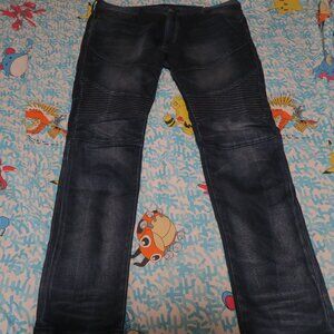 True Religion Rocco Relaxed Skinny Moto Jeans Men's 38x35 Deep Shadow Blue
